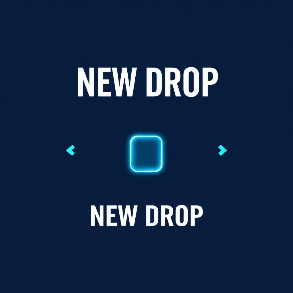 Product launch social media post with navy background, glowing product silhouette and bold typography